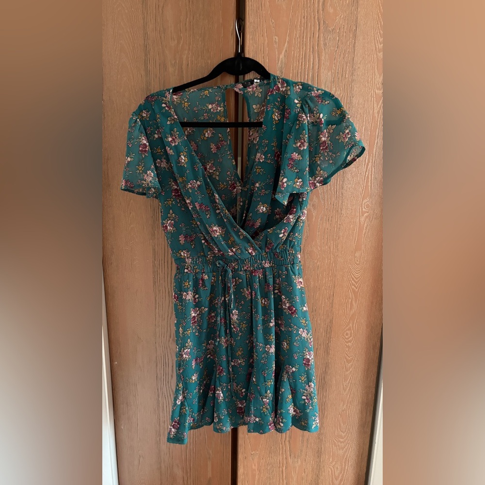 Trixxi Teal Floral Dress